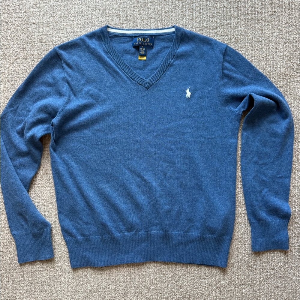 Ralph Lauren Men's Classic Blue V-Neck Sweater